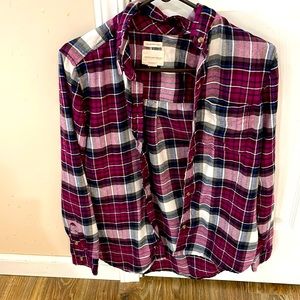 Purple and Black Plaid American Eagle Flannel